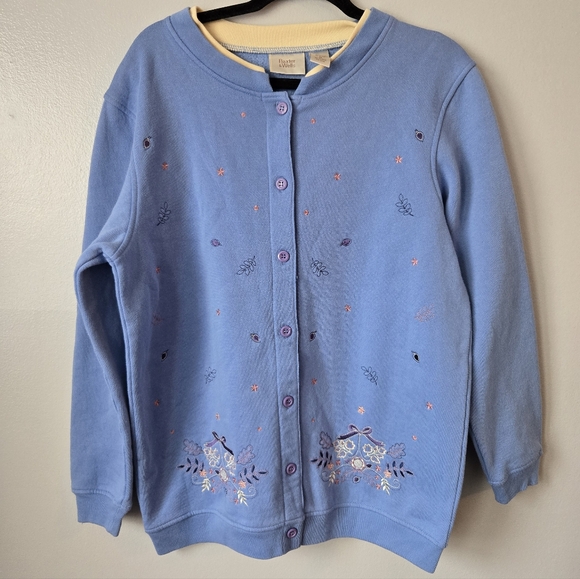 Baxter & Wells Sweaters - Vintage Y2K Baxter & Wells Blue Embroidered Cardigan Sweatshirt Cottagecore